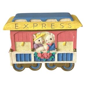 Vintage Midwest Importers Cannon Falls Easter Bunny Express Train and Figurine